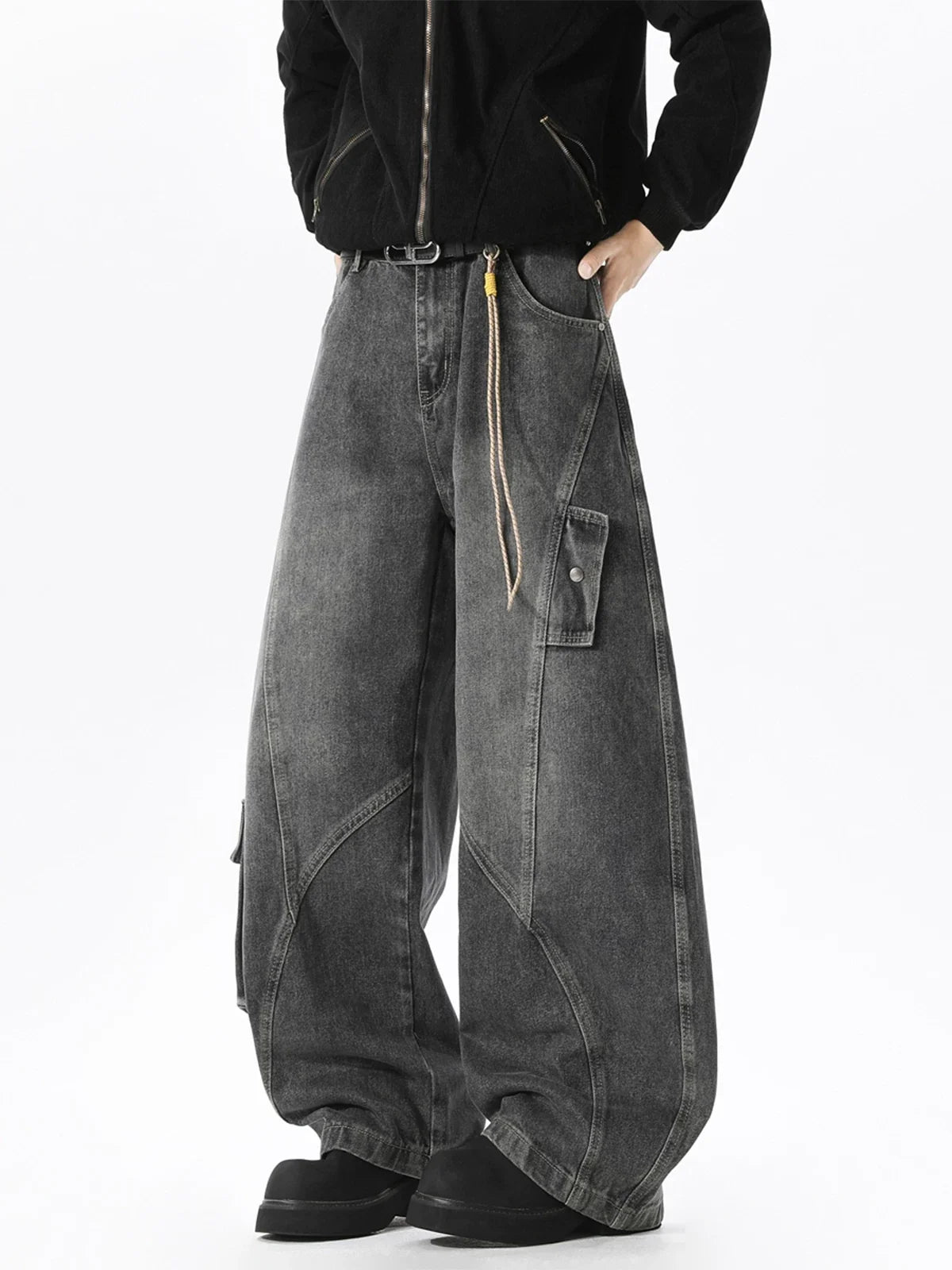 Harbor Drift Ultra‑Wide Cargo Jeans