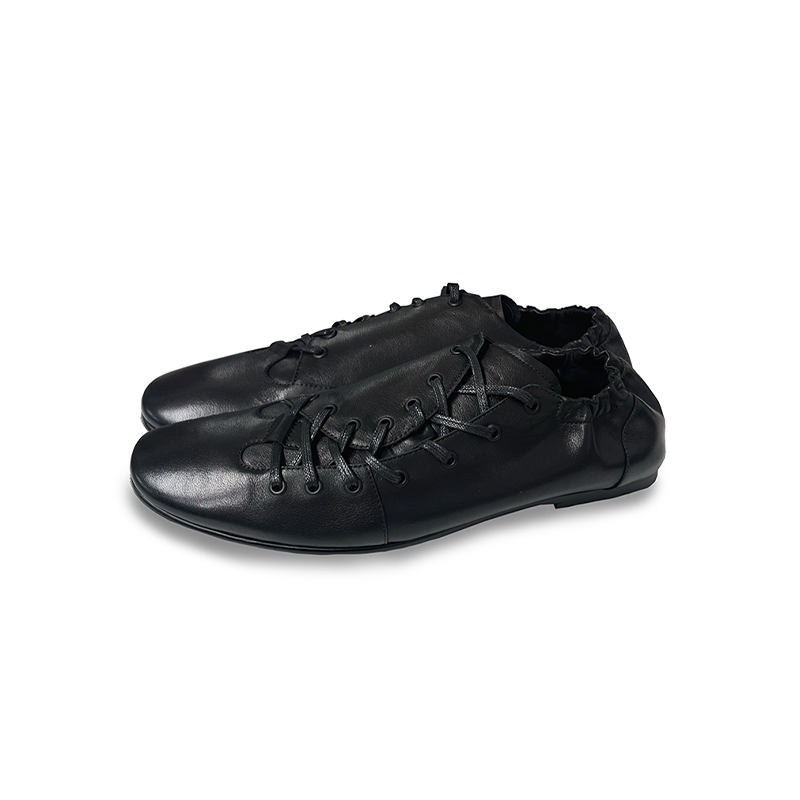 Black Minimalist Lace-Up Ballet Sneakers - Skipkicks
