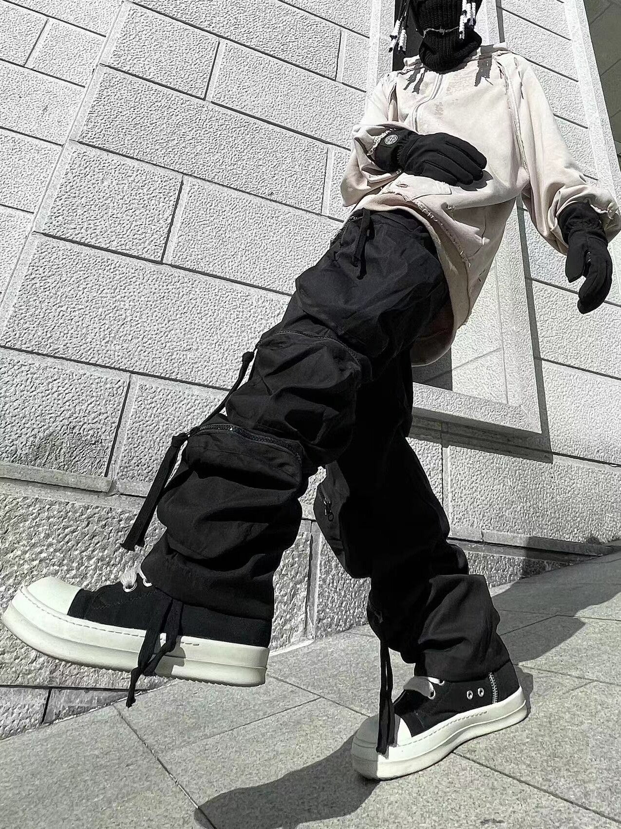 Men's Drawstring Tapered Multi-Pocket Cargo Pants