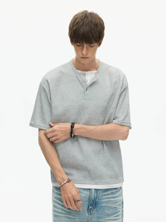 Midnight Core Waffle Henley Tee