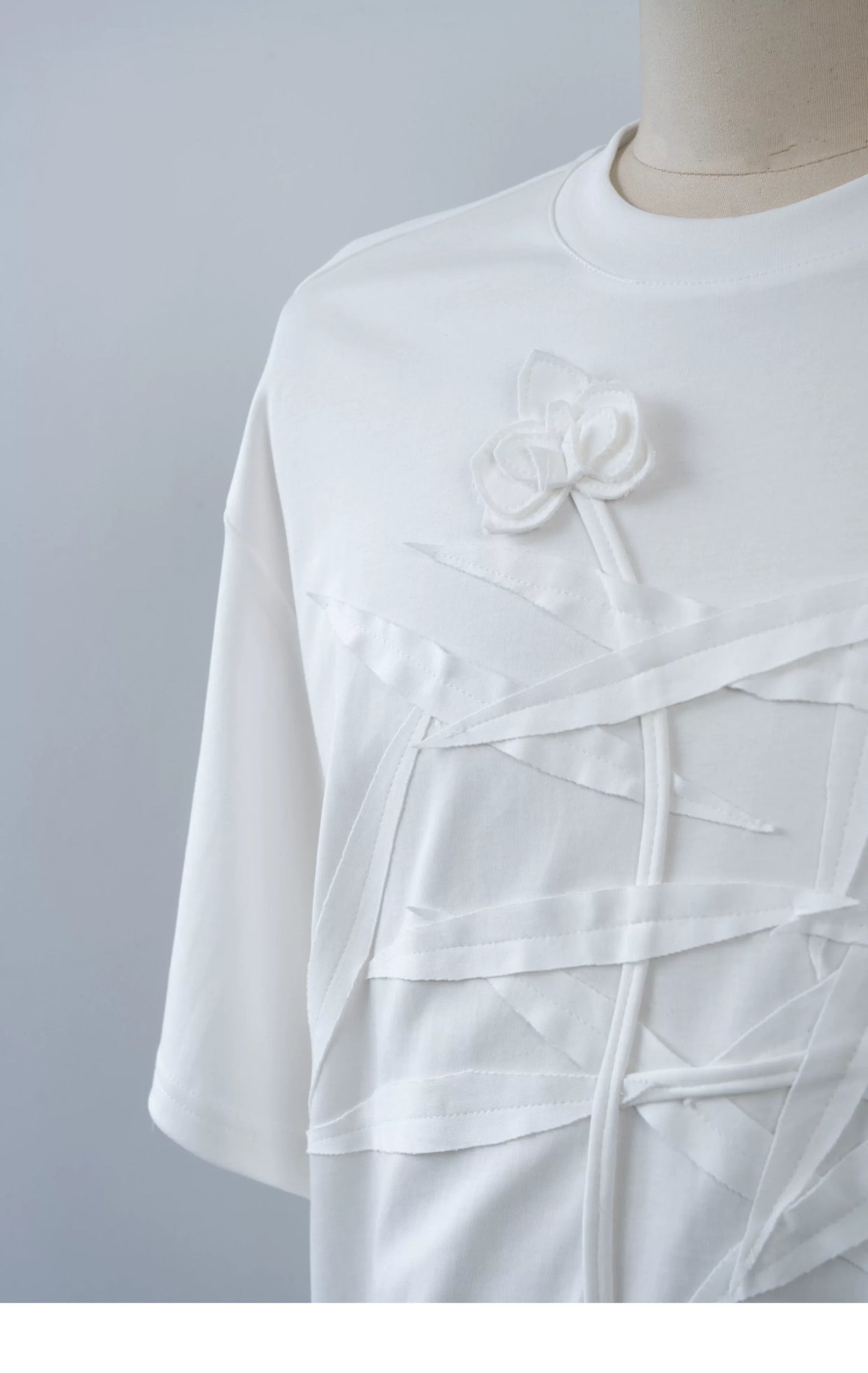 Ivory Crossed Bloom Relief Tee