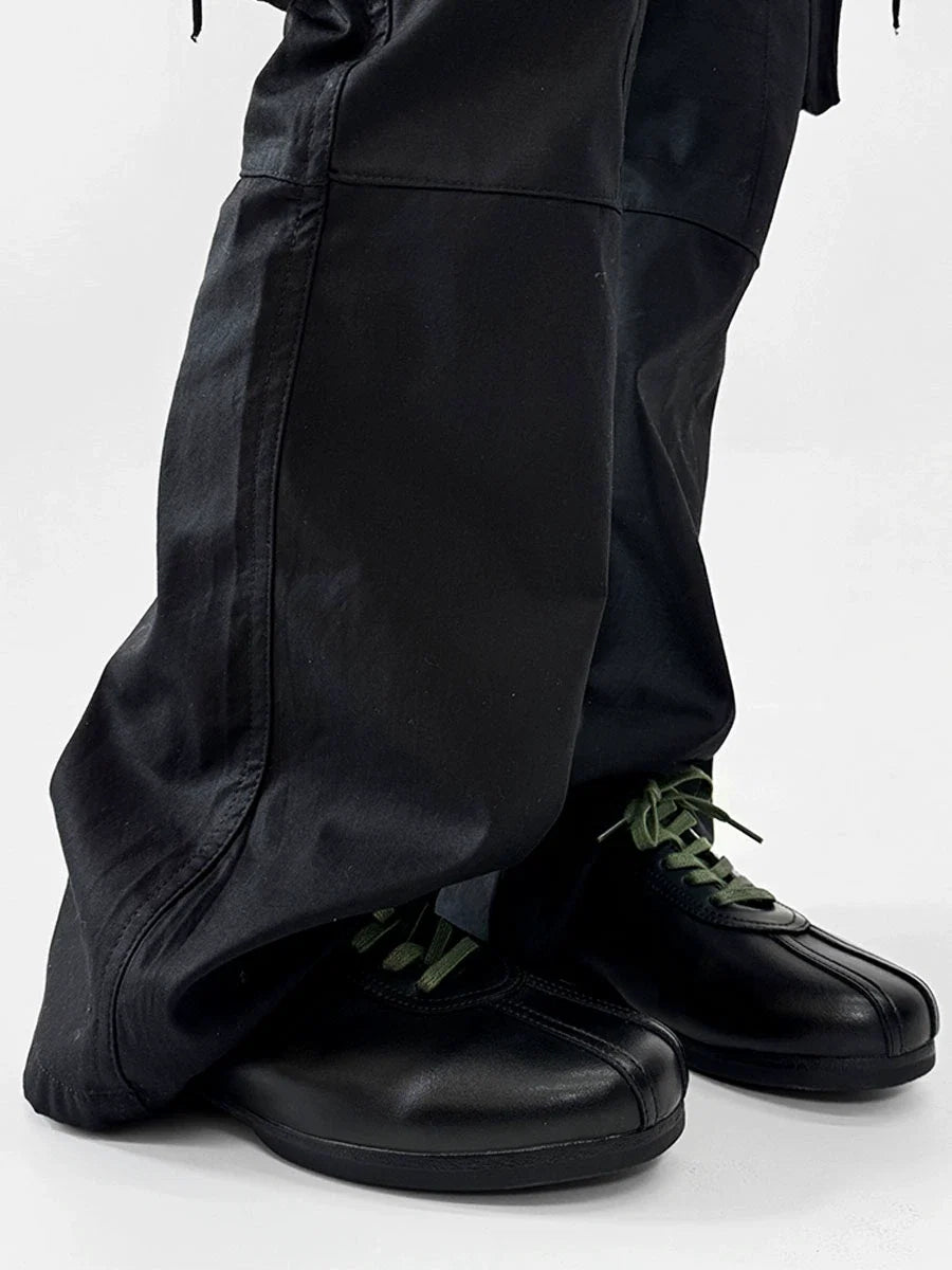 Black Split-Toe Derby Shoes with Green Laces - Skipkicks