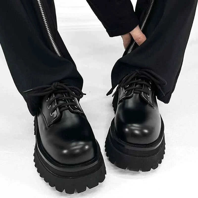 Thick-Soled Chunky Black Platform Derby Shoes