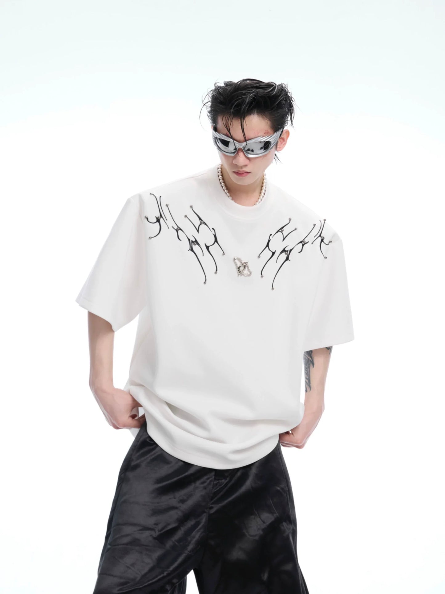 Crystal Wing White Oversized Tee