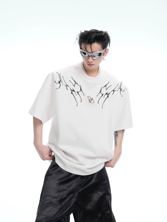 Crystal Wing White Oversized Tee
