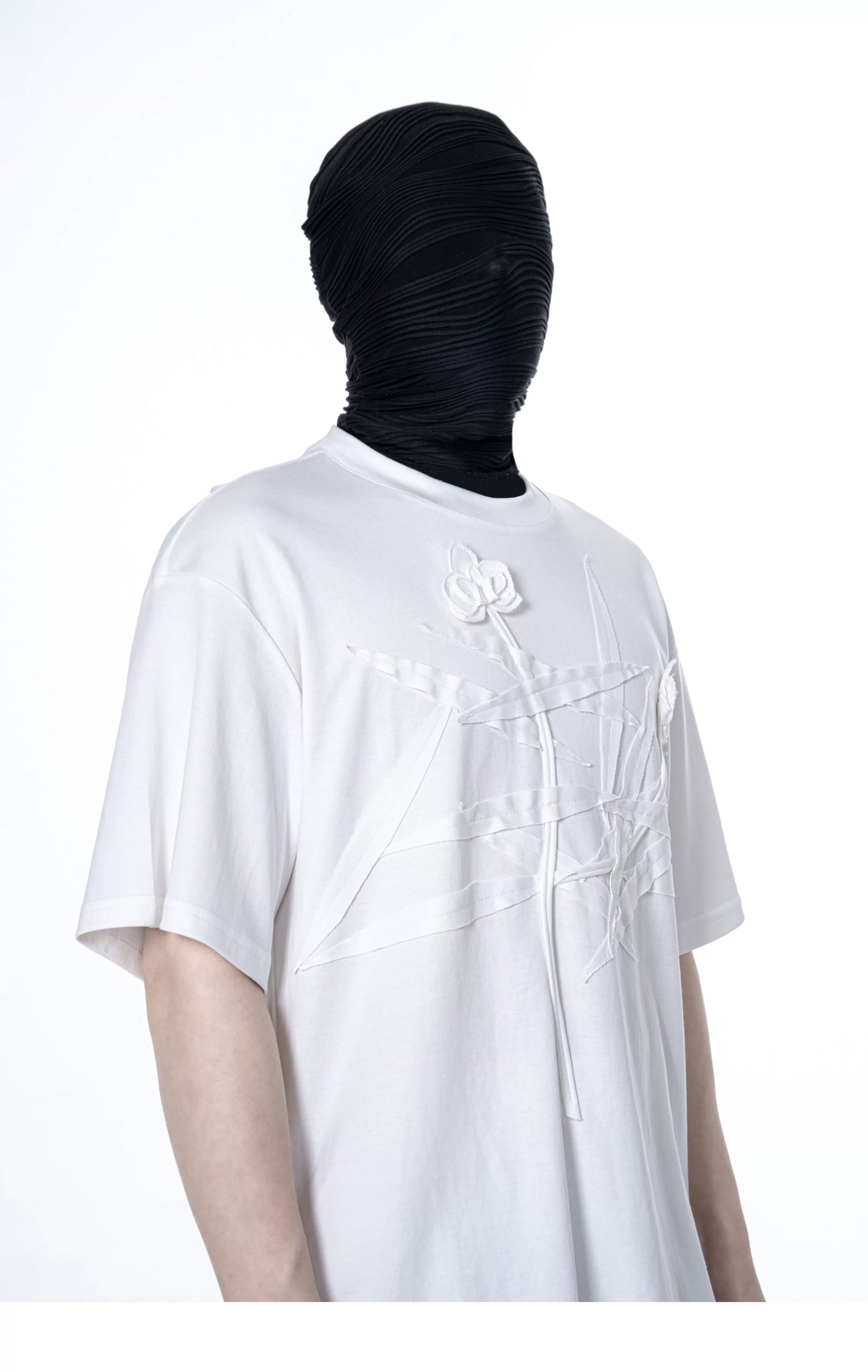 Ivory Crossed Bloom Relief Tee