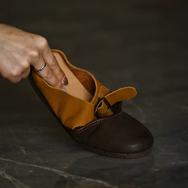 Two-Tone Leather Mary Jane Flats - Skipkicks
