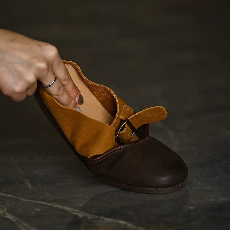 Two-Tone Leather Mary Jane Flats - Skipkicks