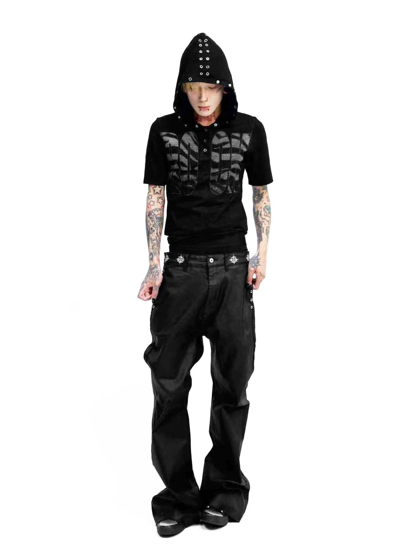 Midnight Rivet Hooded Graphic Tee