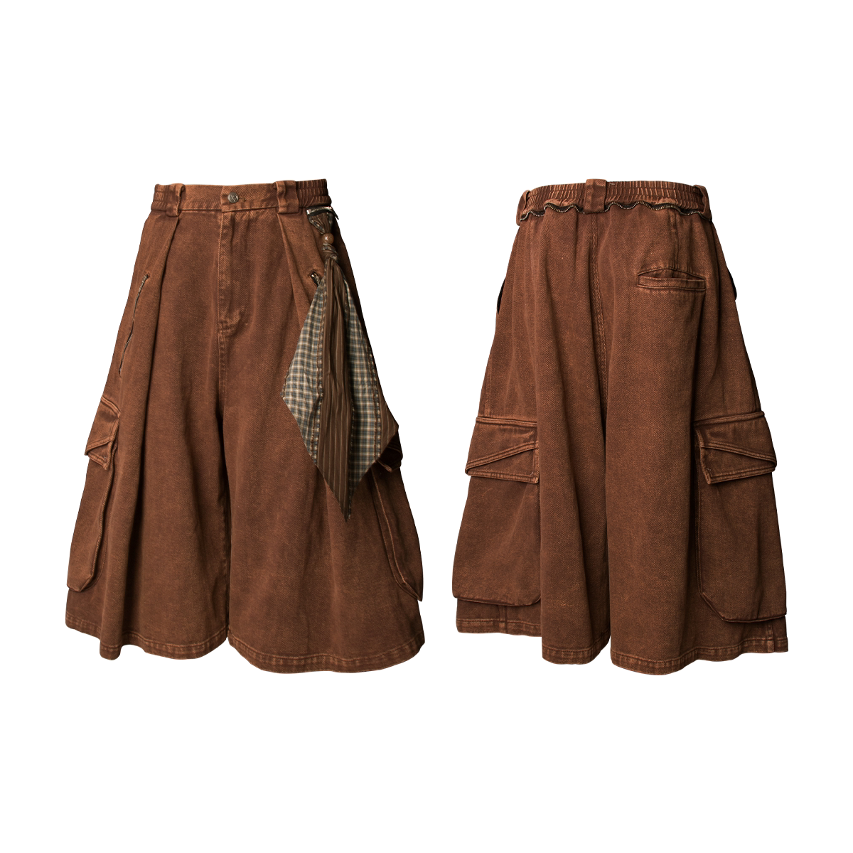 Draped Scarf Cargo Culotte Shorts