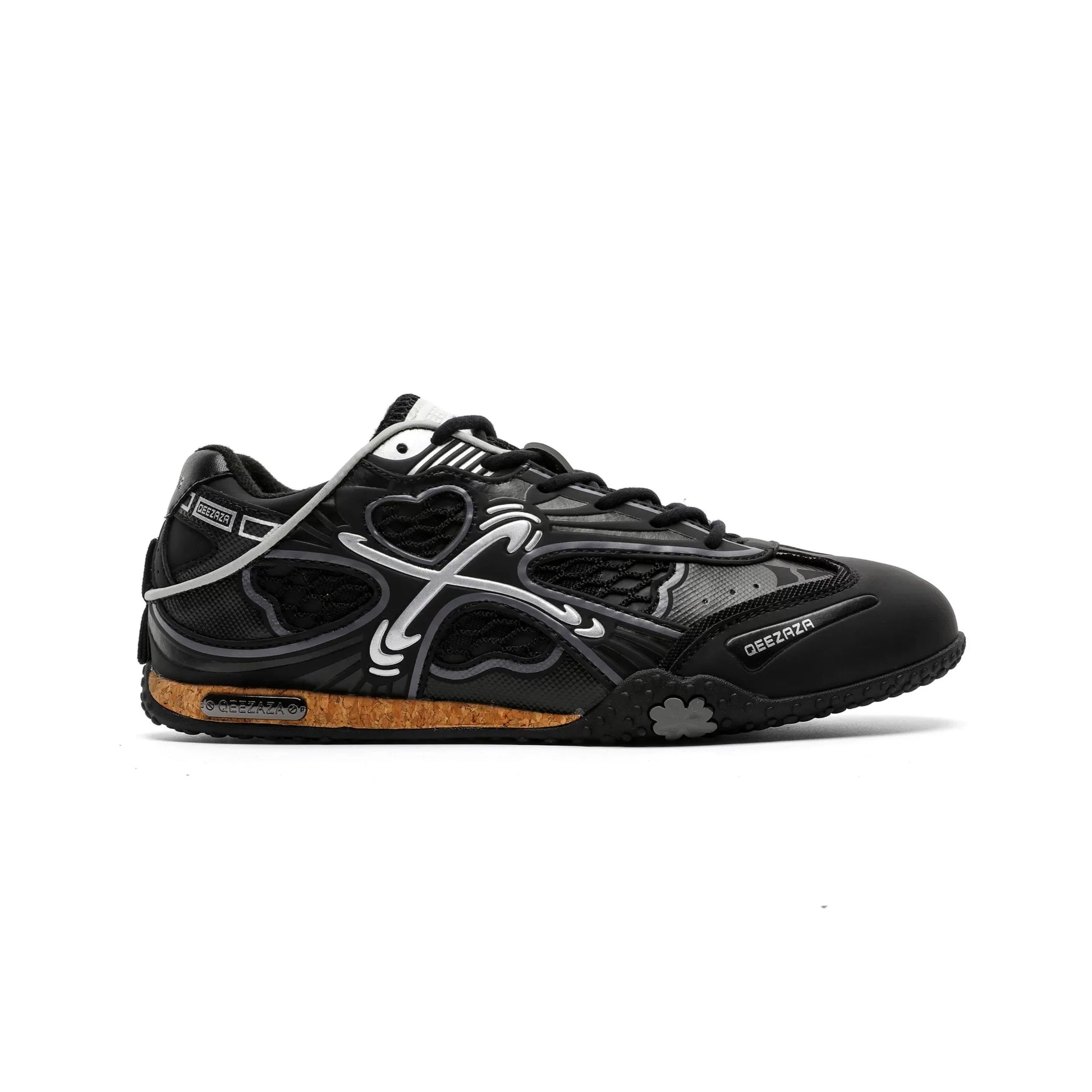 Silver Heart Mesh Retro Sneakers - Skipkicks