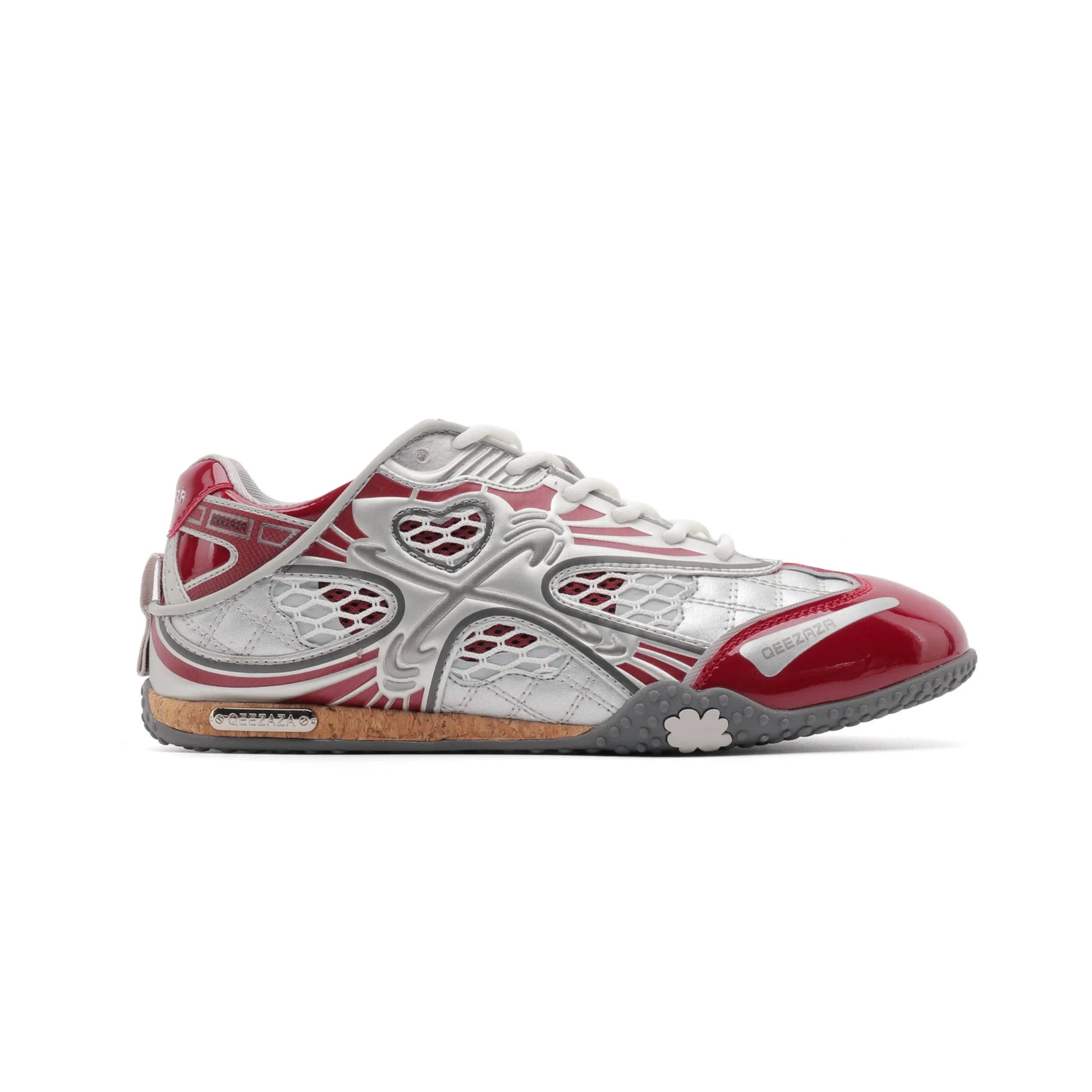 Silver Heart Mesh Retro Sneakers - Skipkicks