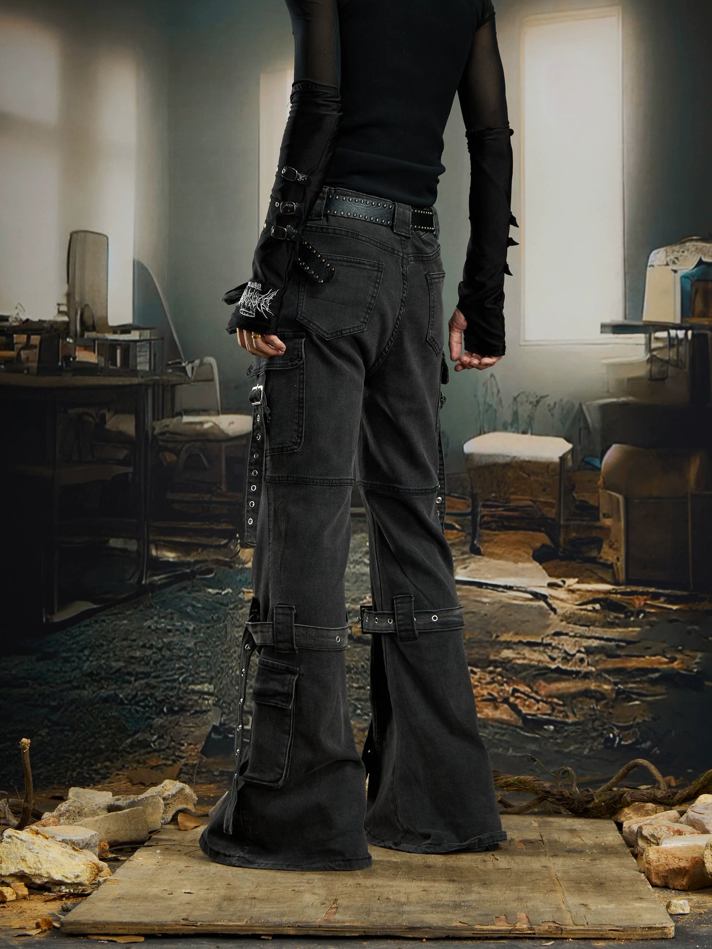 Wasteland Harness Strap Cargo Jeans