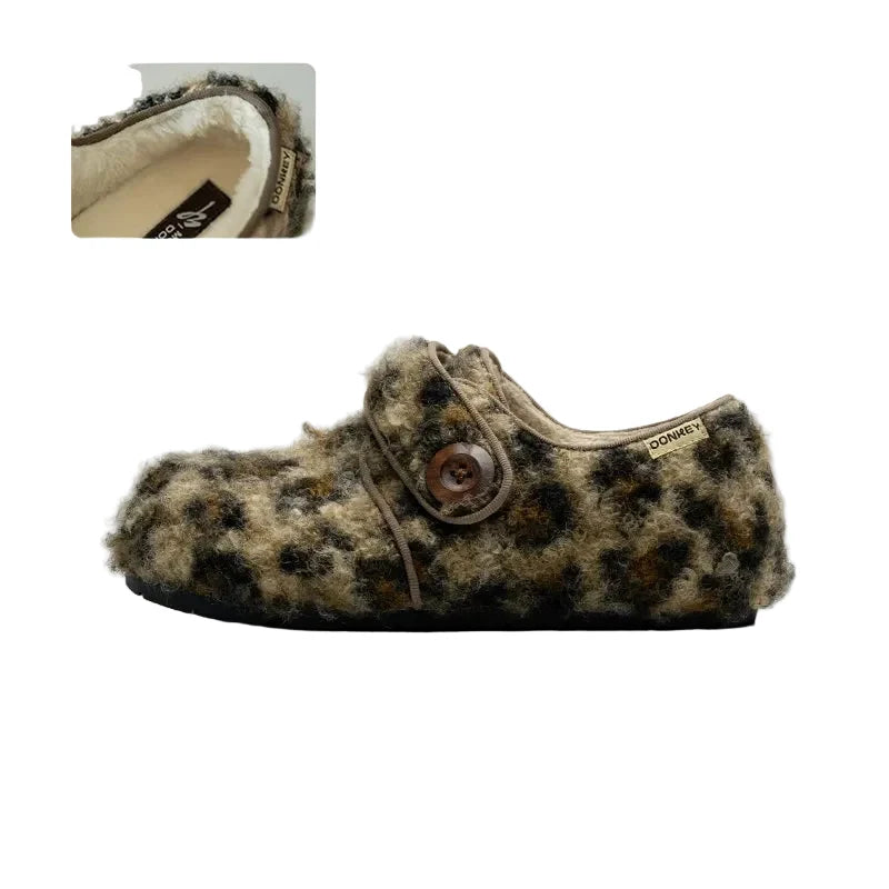 Cozy Fleece Button Mary Jane Slippers - Skipkicks
