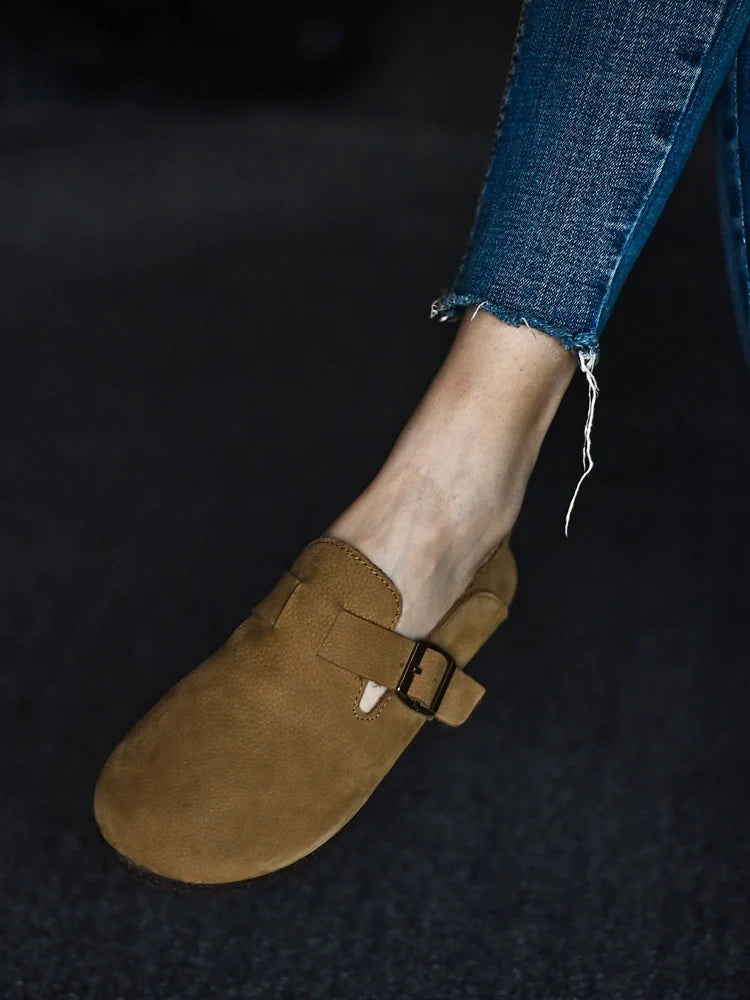 Tan Buckle Leather Loafers - Skipkicks
