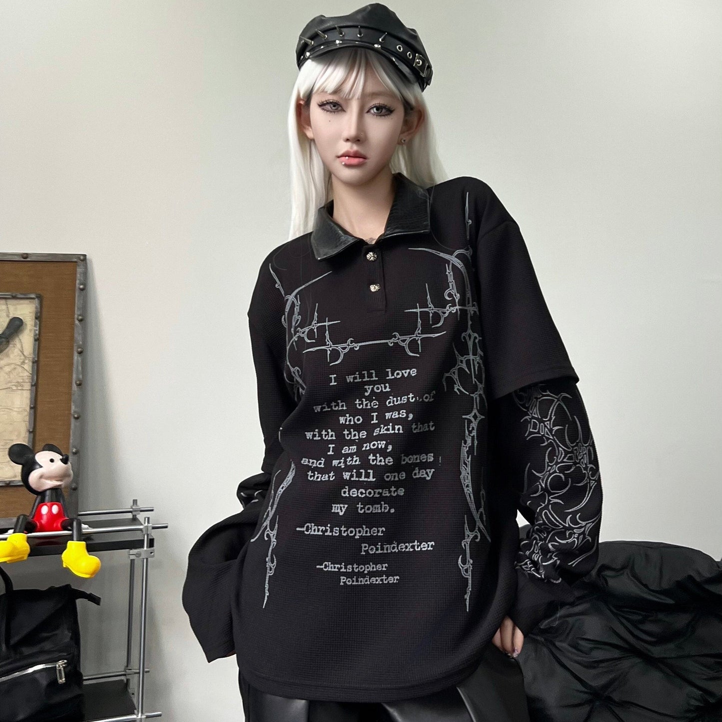 Men's Layered-Look Waffle Long-Sleeve Polo T-Shirt