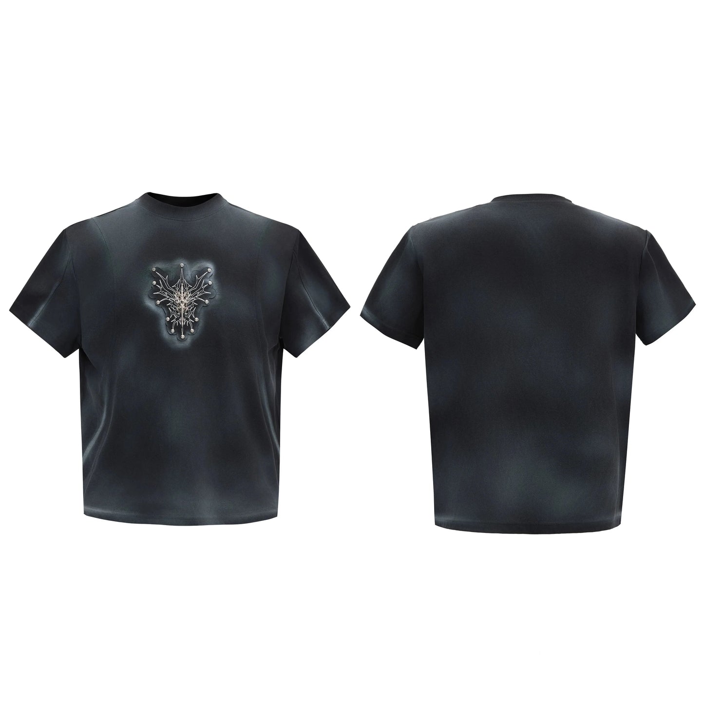 Airbrushed Emblem Graphic Crewneck T Shirt