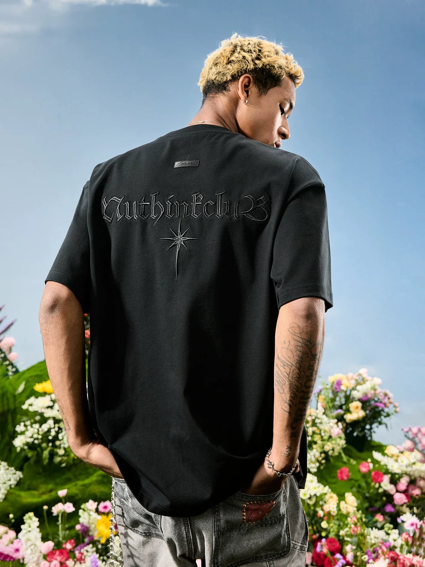 Oversized Tonal Embroidered Back T-Shirt