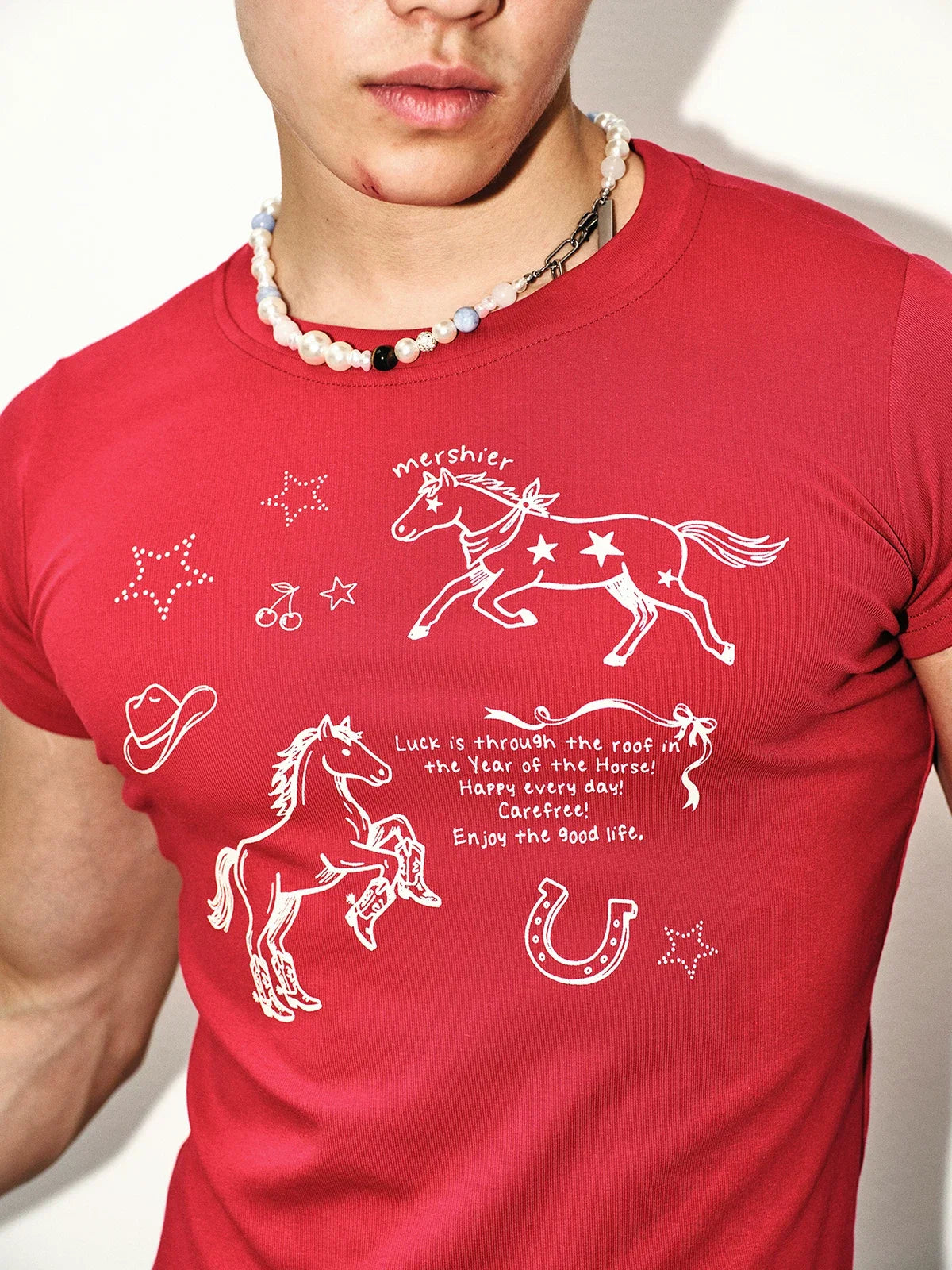 Crimson Rodeo Doodle Graphic Crop Tee