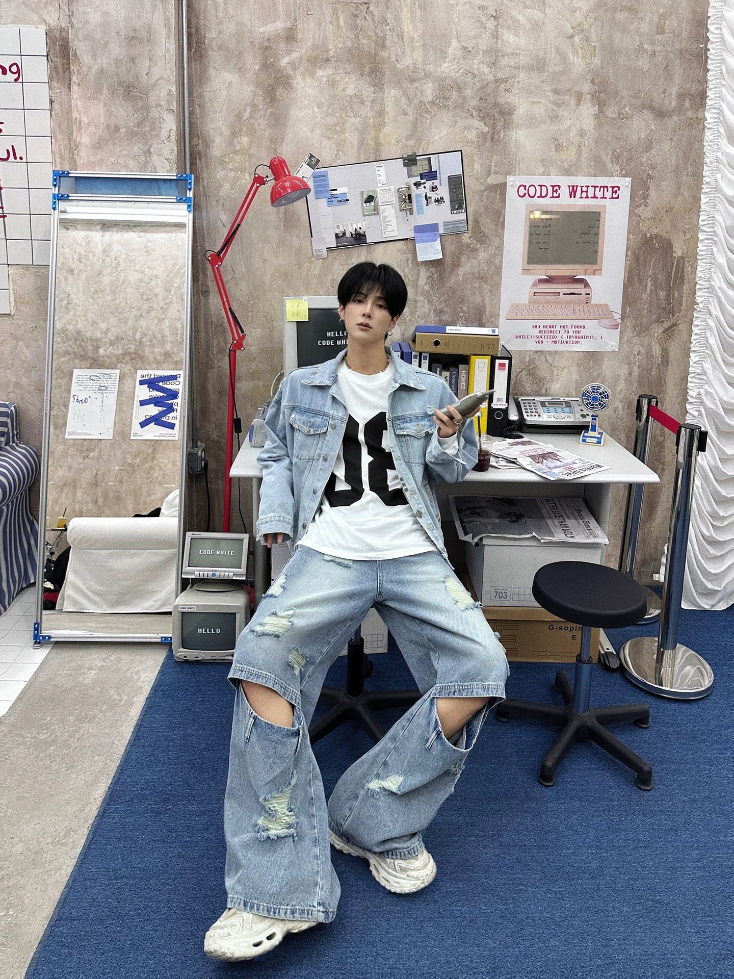 Blowout Knee Cargo Jeans - Abyss Portal Ultra-Baggy Style