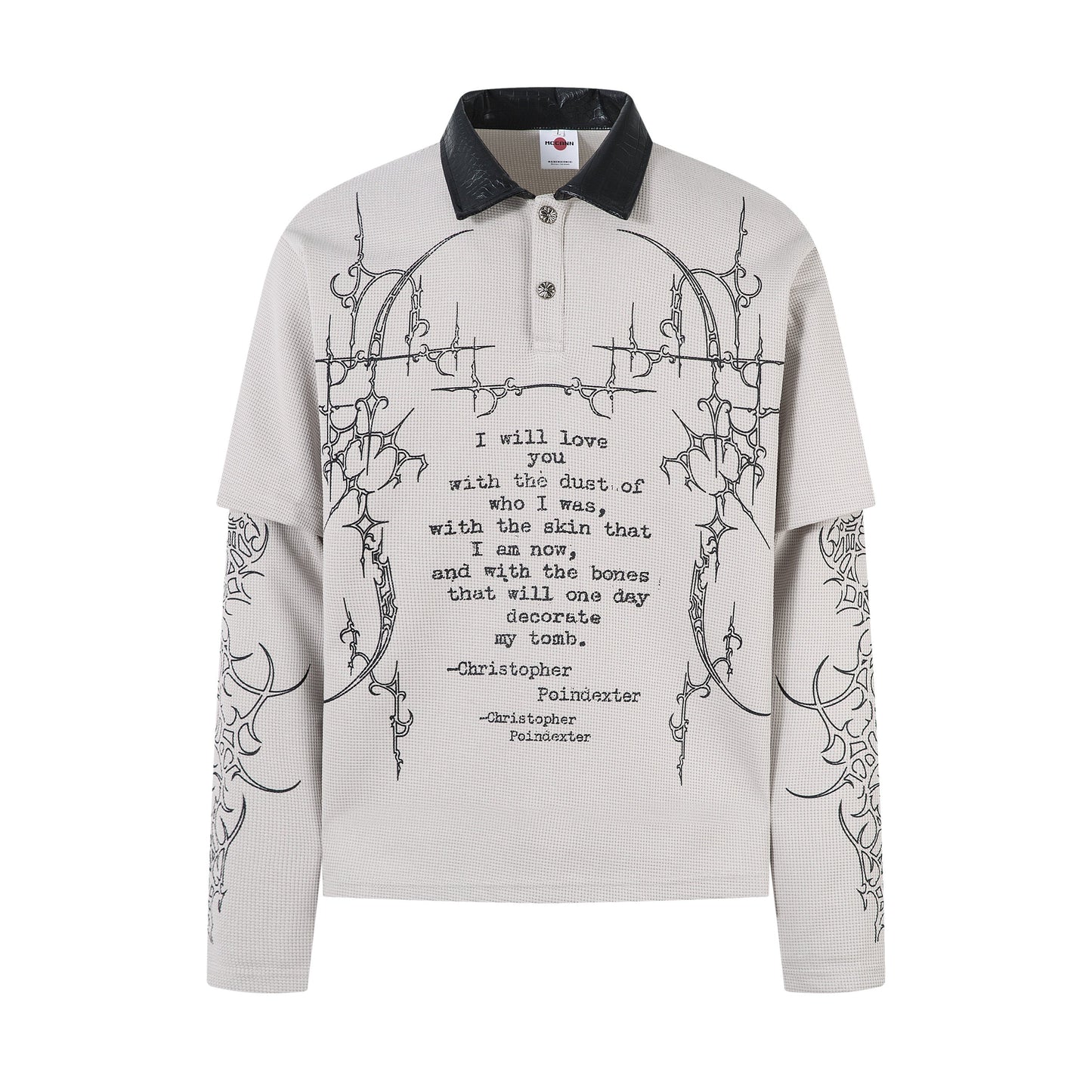 Men's Layered-Look Waffle Long-Sleeve Polo T-Shirt