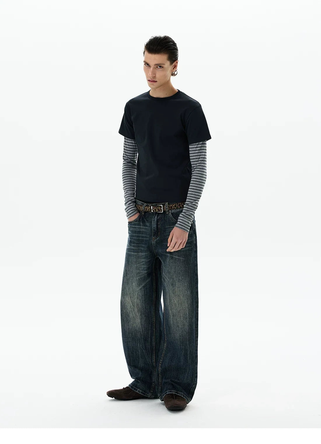 Shadow Stripe Layered Long Sleeve Tee
