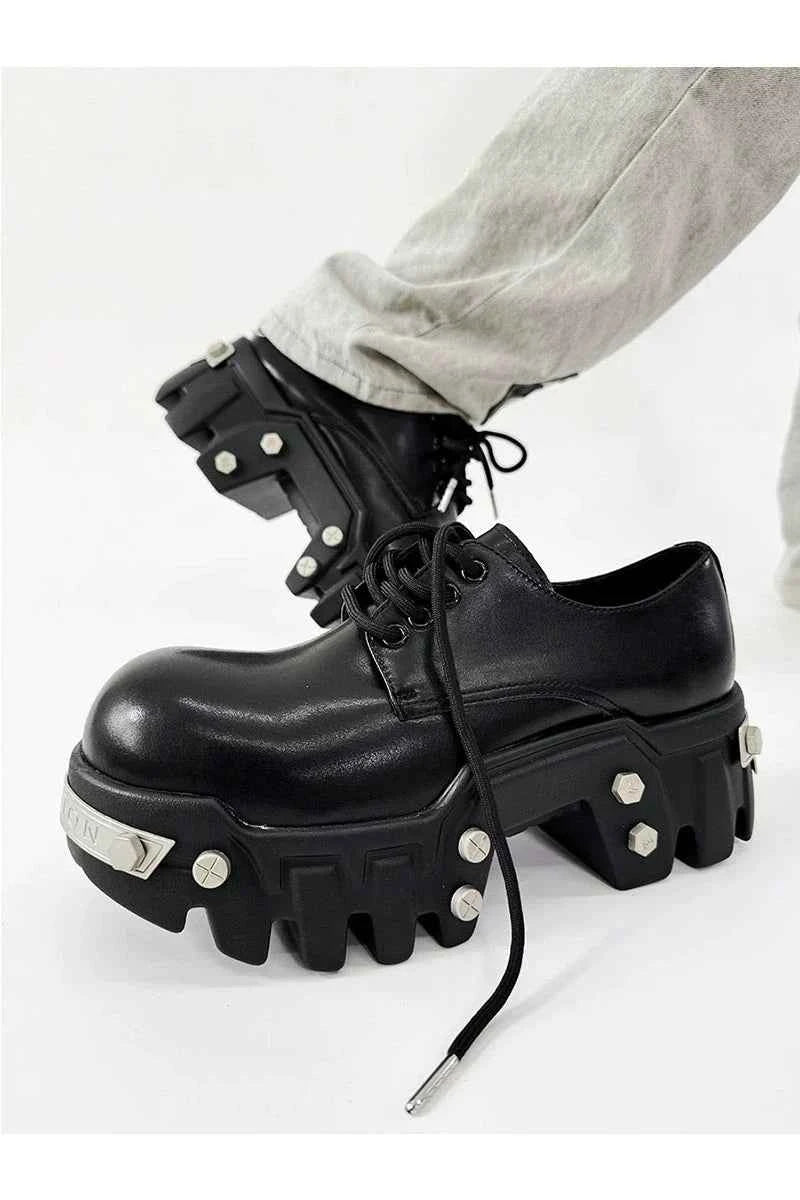 Futuristic Black 8cm Platform Oxfords