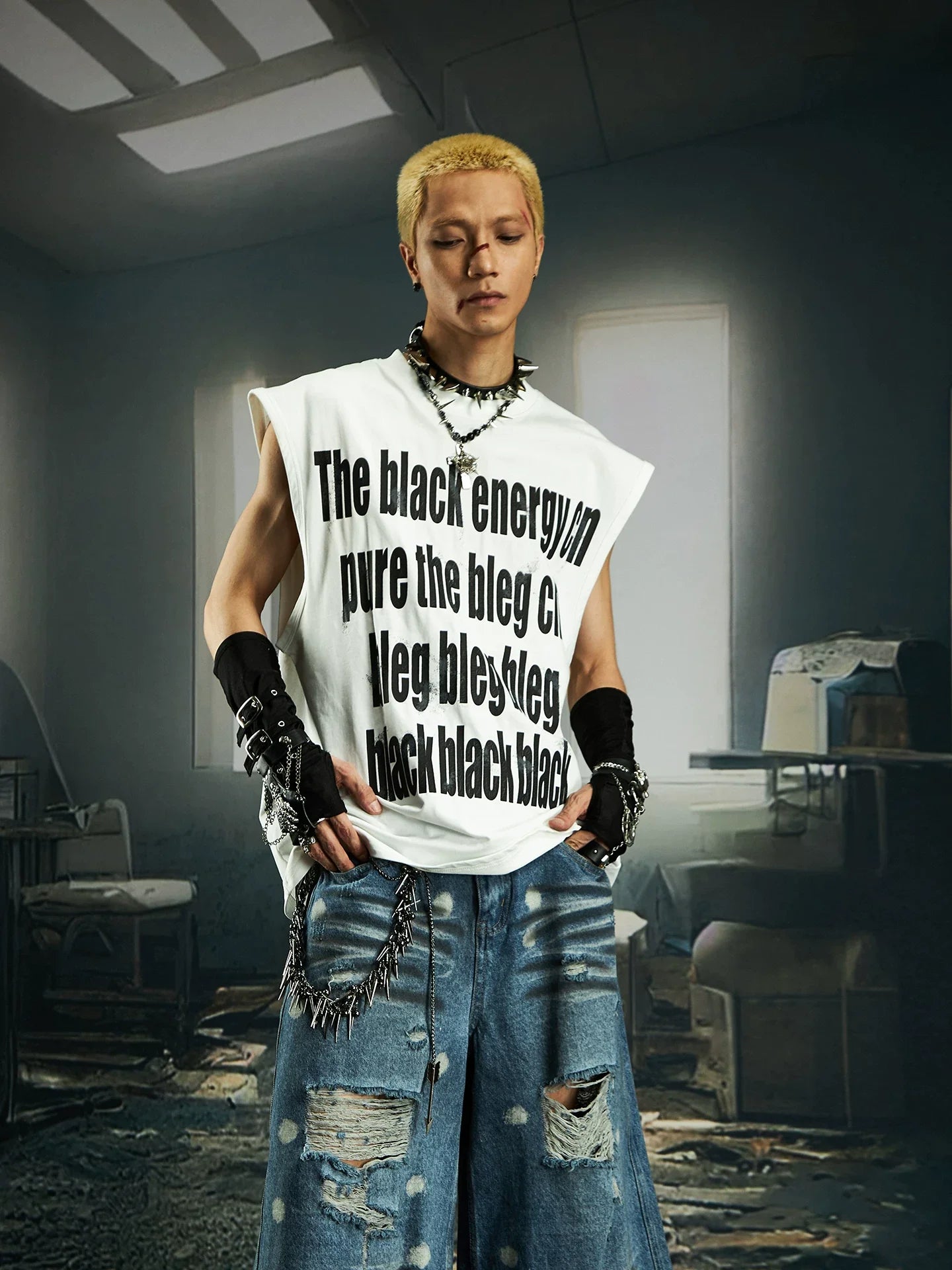 Black Energy Statement Muscle Tee