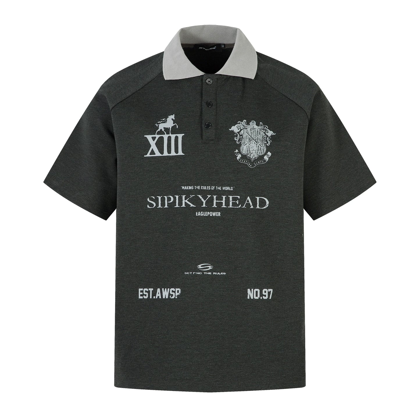 Men's Badge-Print Washed Polo Short-Sleeve Tee