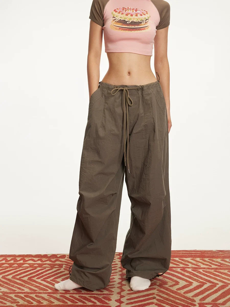 Relaxed Drawstring Parachute Cargo Pants for Effortless Style