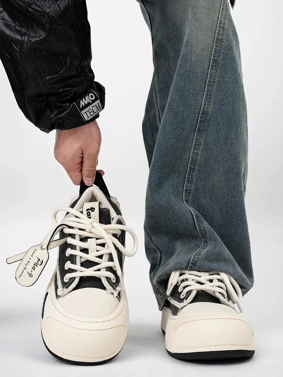 Monochrome Tag Canvas Sneakers - Skipkicks