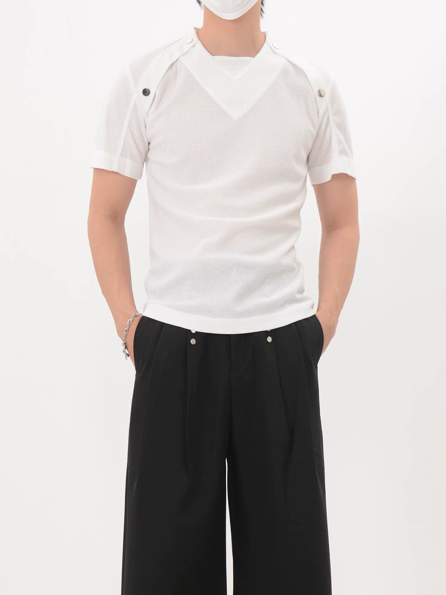 Shoulder Snap Knit Tee