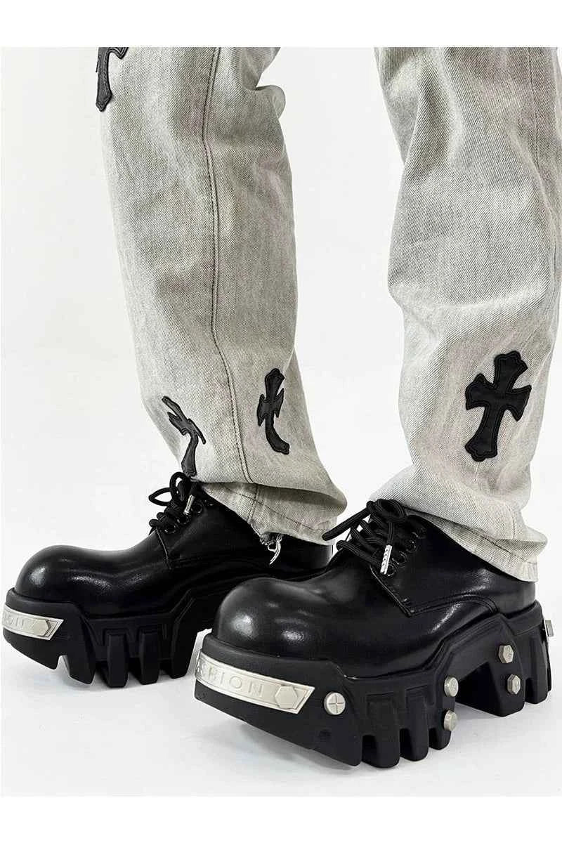 Futuristic Black 8cm Platform Oxfords