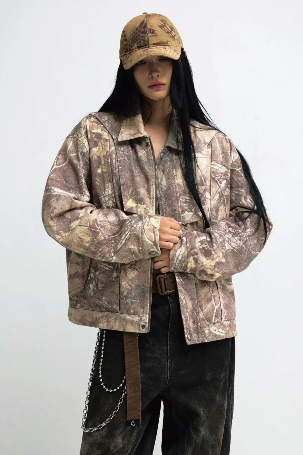 Men's Camouflage Vintage Roll-Lapel Cargo Jacket