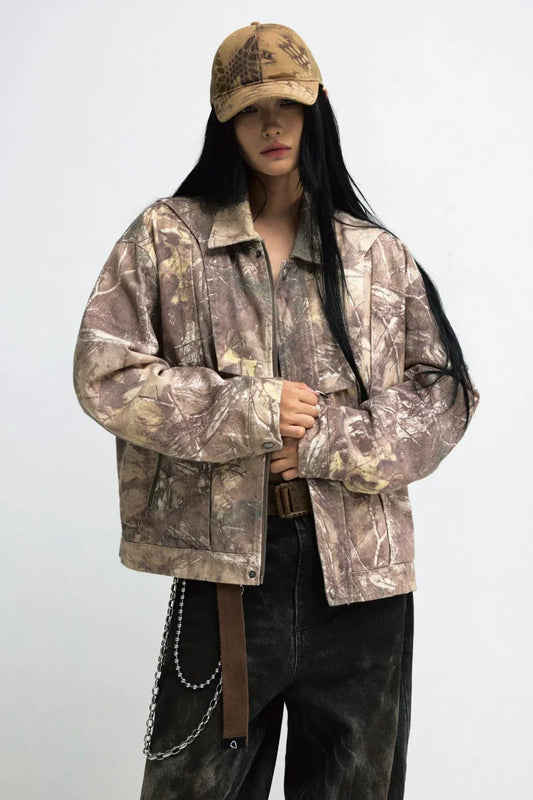 Men's Camouflage Vintage Roll-Lapel Cargo Jacket