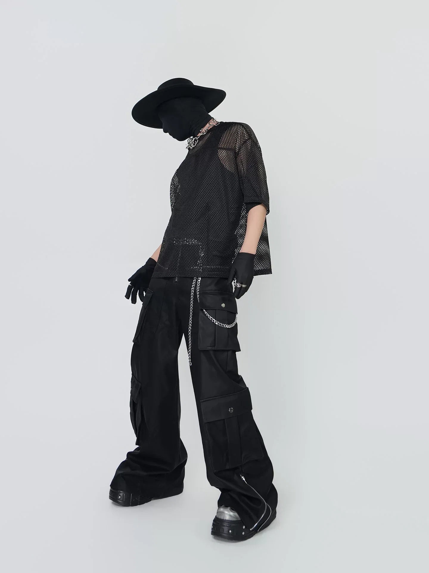 Noir Grid Signal Mesh Tee