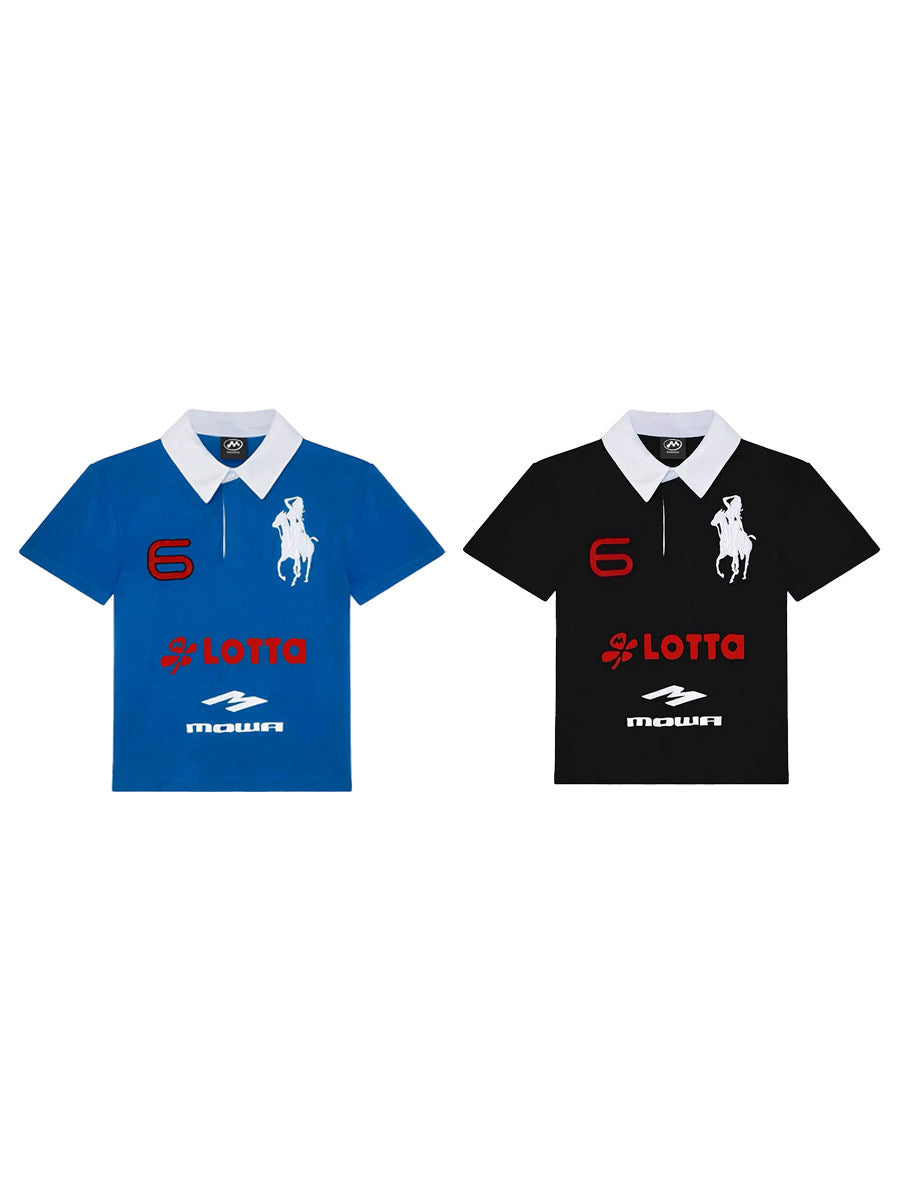 Men's Angel Horse Embroidery Short-Sleeve Polo Shirt