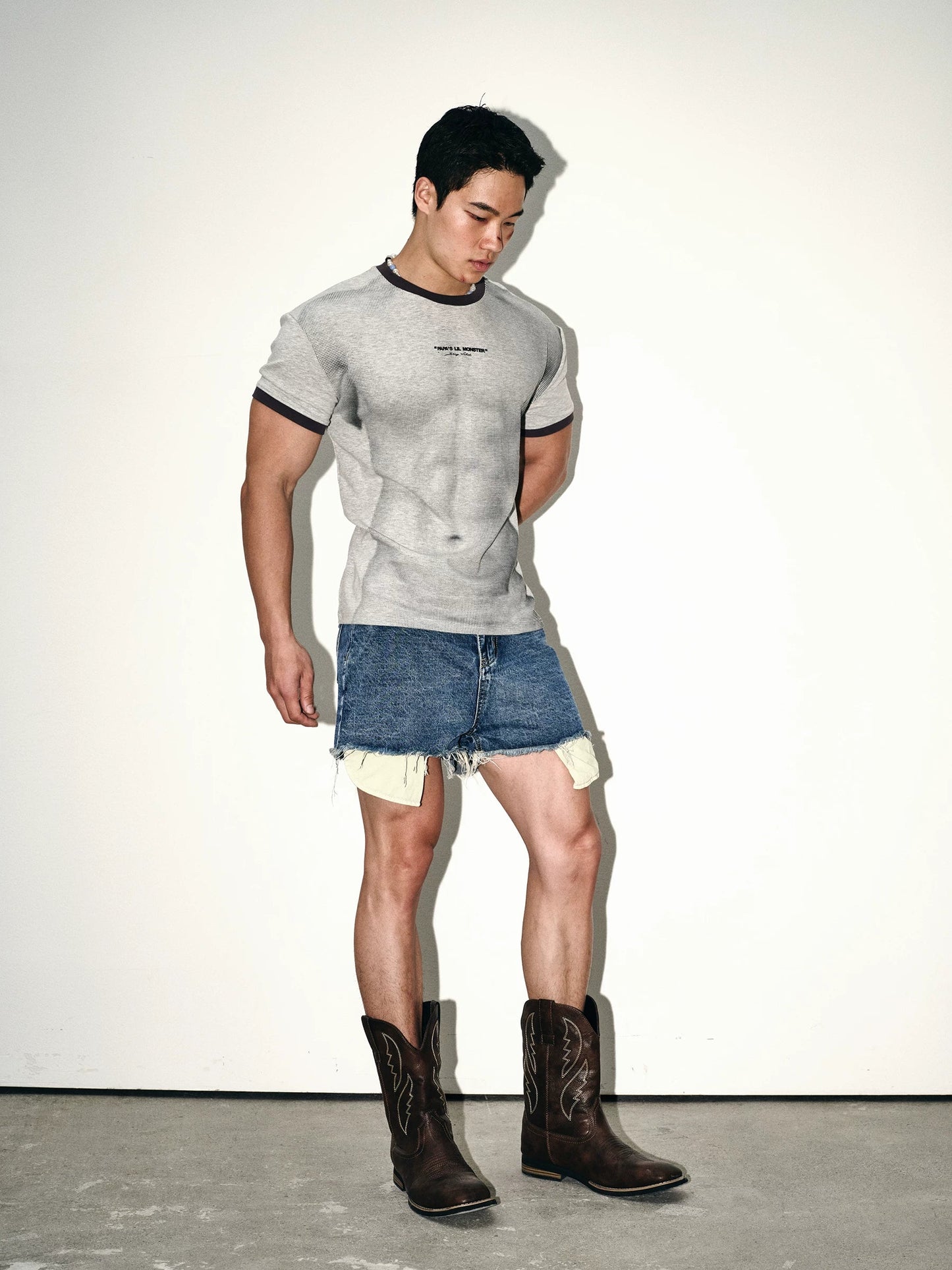 Ash Mesh Contrast Ringer Tee
