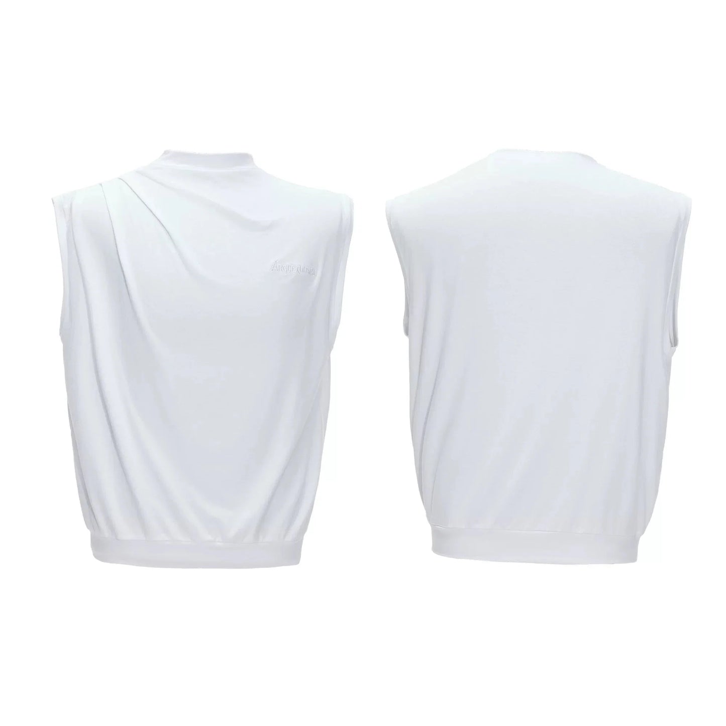 Sleeveless Mock Neck Draped T-Shirt