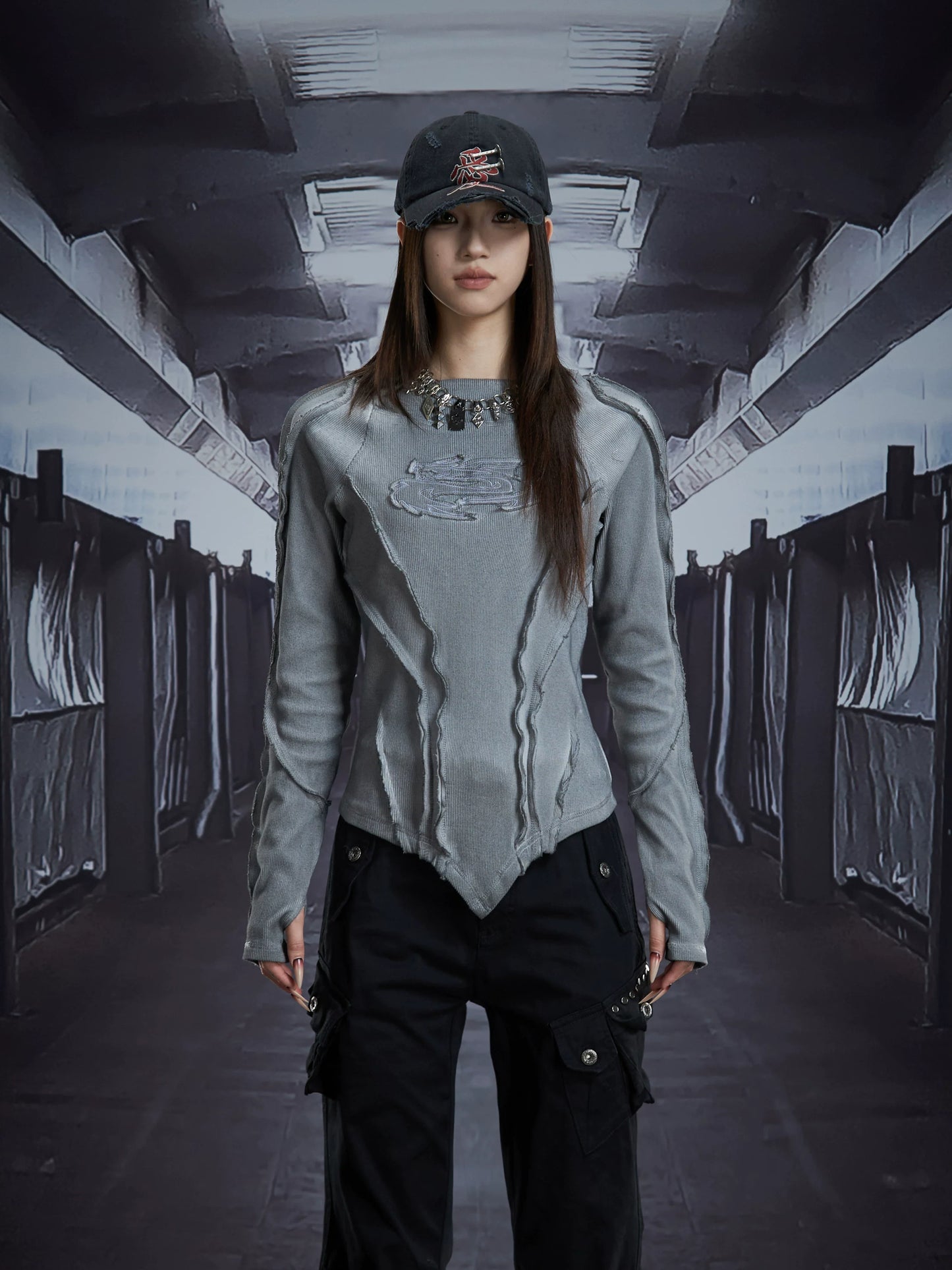 Spectral Spine Ruched Longsleeve Top