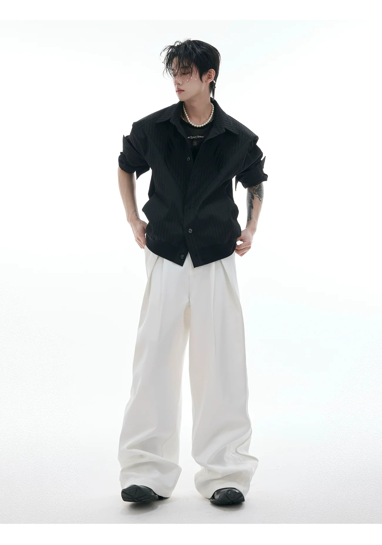White Wide Leg Loose Cargo Pants