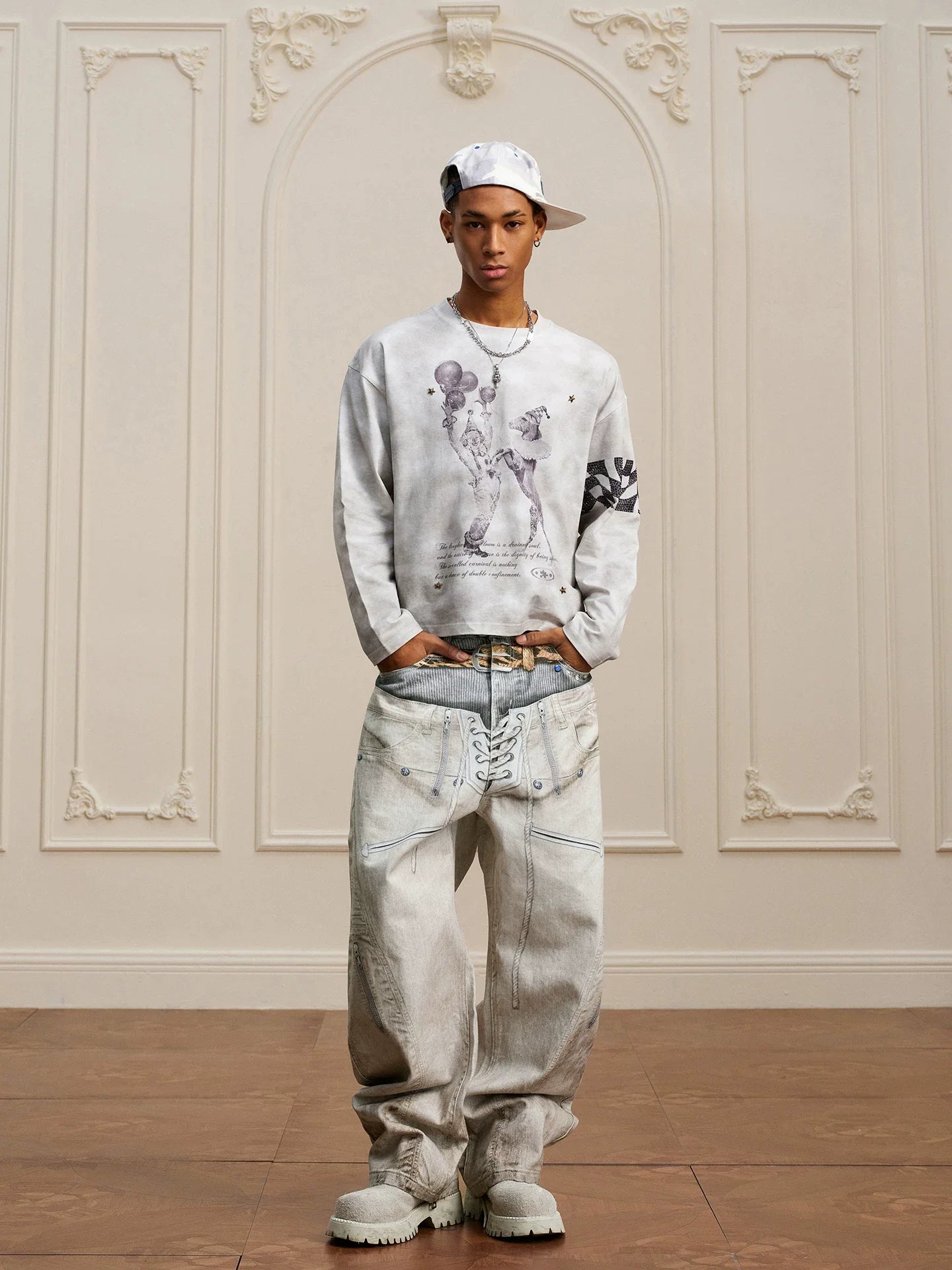 Corset Lace Up Utility Cargo Jeans