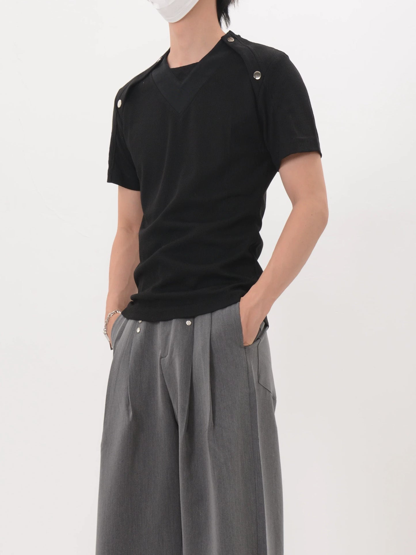 Shoulder Snap Knit Tee