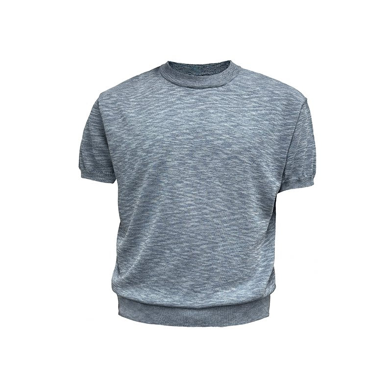 Mock Neck Short-Sleeve Knit Tee