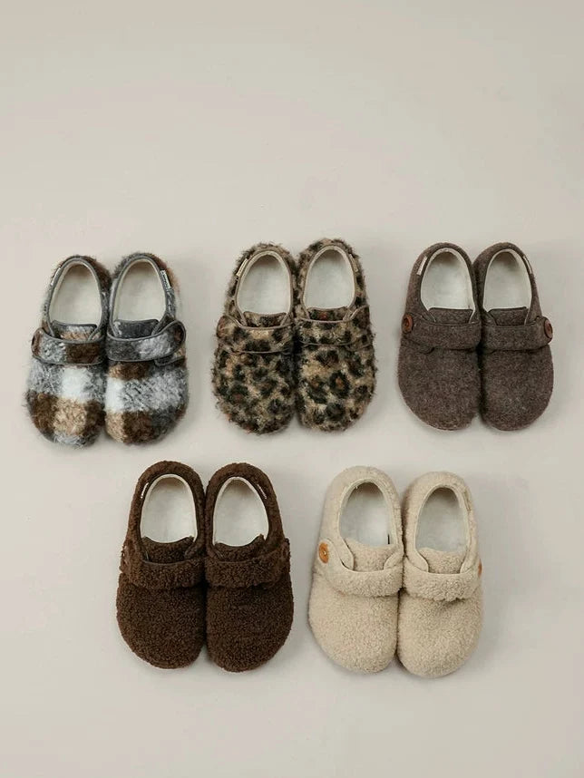 Cozy Fleece Button Mary Jane Slippers - Skipkicks