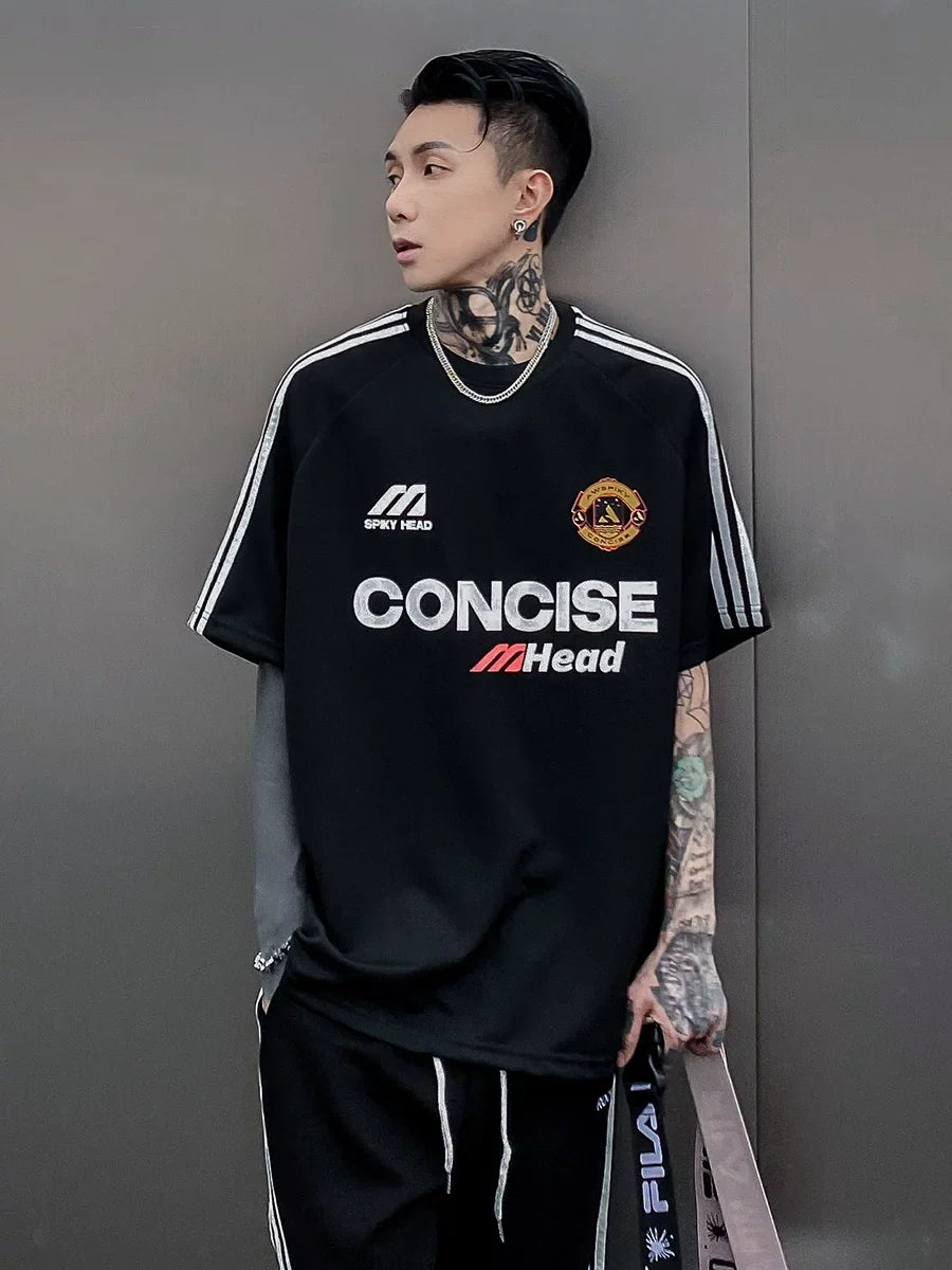 Concise Triple‑Stripe Street Jersey Tee