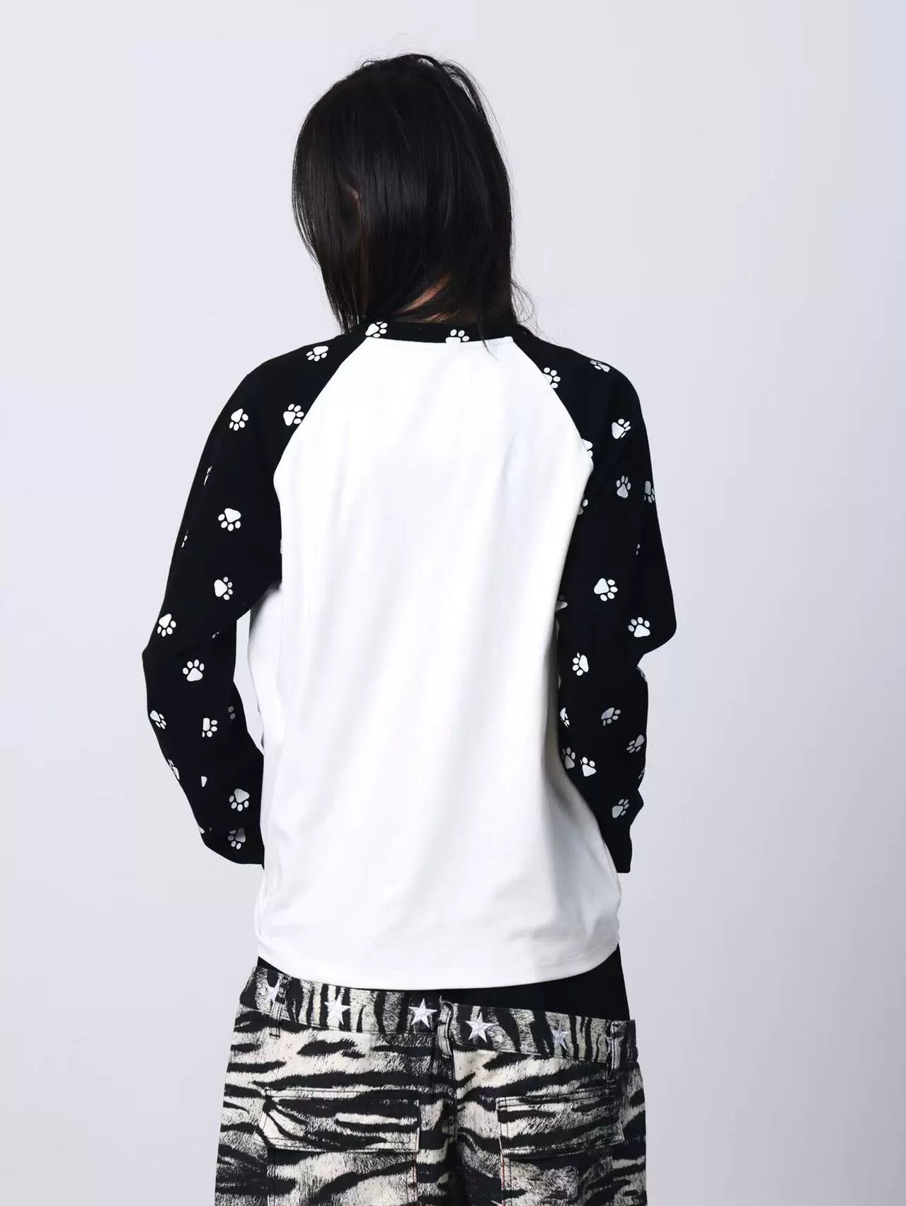 Pawprint Heart Cat Raglan Long-Sleeve Tee