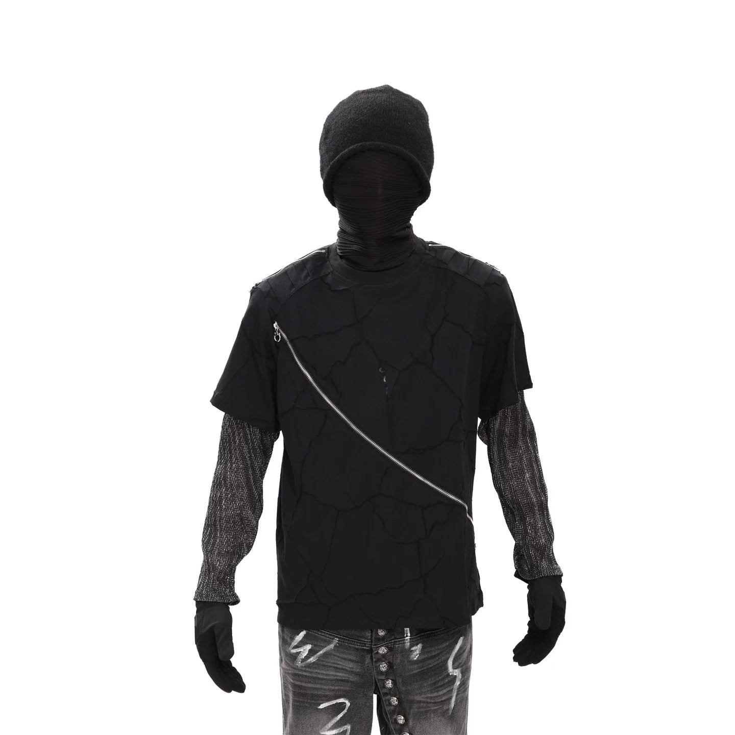 Faultline Diagonal Zip Layered Tee