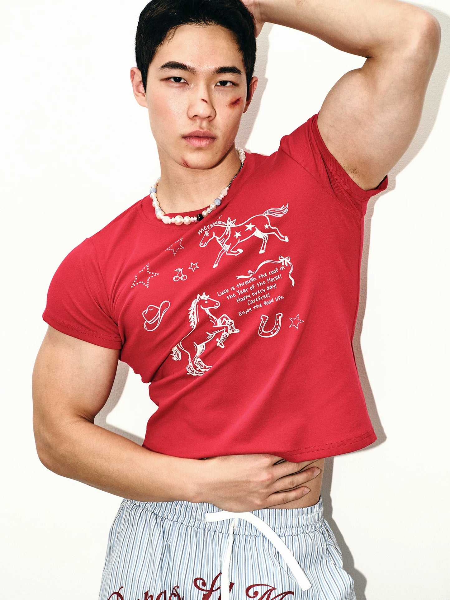 Crimson Rodeo Doodle Graphic Crop Tee