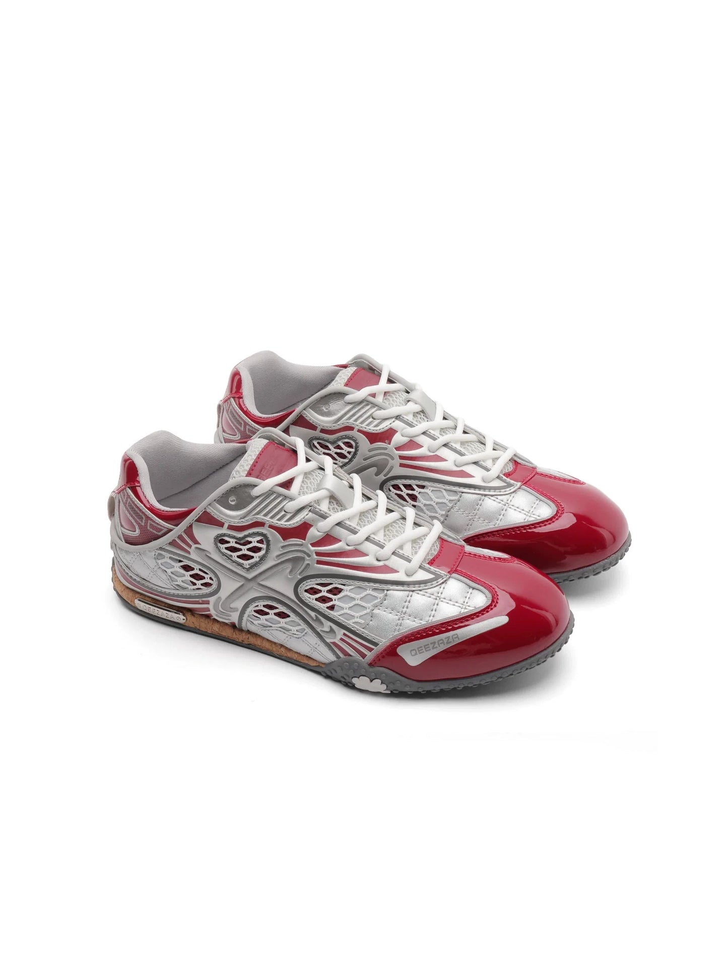 Silver Heart Mesh Retro Sneakers - Skipkicks